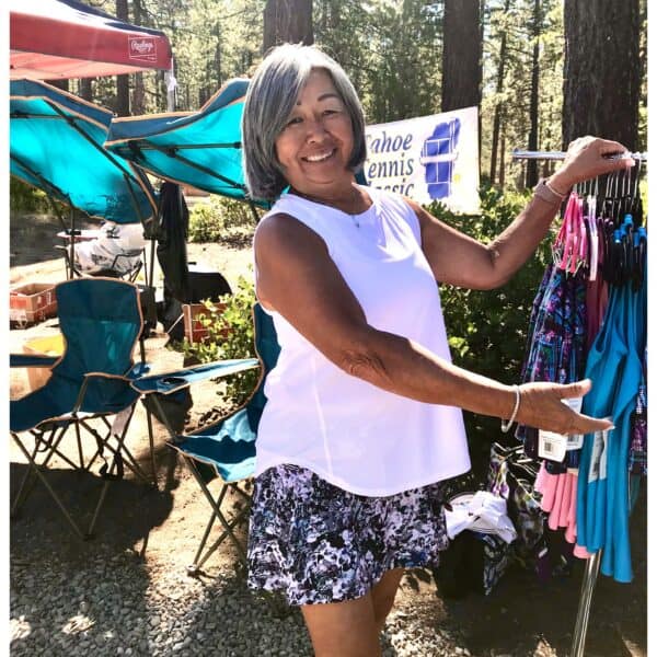 cruise scoop neck tank pink dust mesh