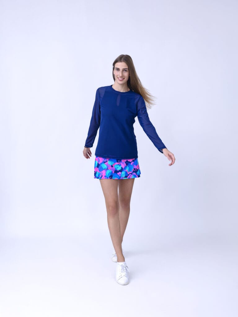 move long sleeve top navy mesh