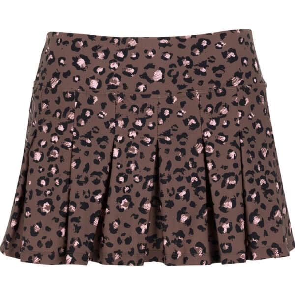 groove pleated skirt leopard brown print