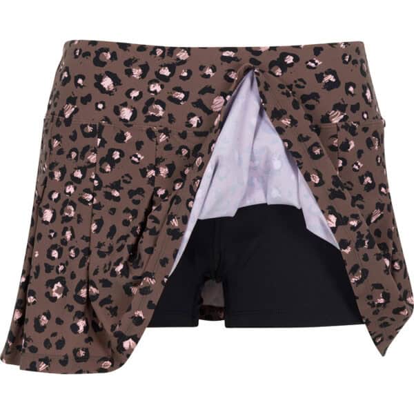 groove pleated skirt leopard brown print