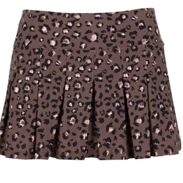 long groove pleated tennis skirt leopard print